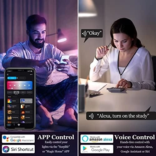 Smart Light Bulbs, WiFi & Bluetooth 5.0, Work with Alexa Google Assistant, App Control, Color Changing LED Bulb, E26... — Smart Light Bulb, Vanance