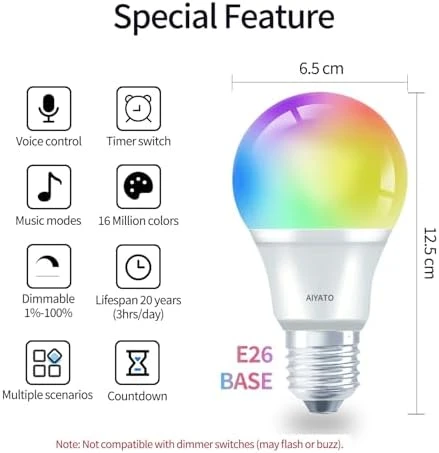 Smart Light Bulbs Work with Apple HomeKit, 16 Million DIY Colours — Smart Light Bulb, DoHome