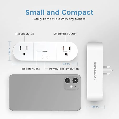 SmartVoice 2-in-1 Dual Smart Plug Outlet — Smart Plug, Emerson