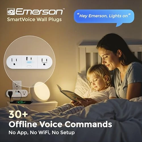 SmartVoice 4-in-1 Wall Plug — Smart Plug, Emerson