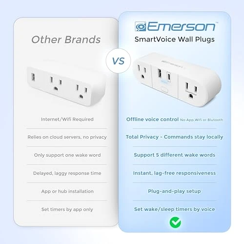 SmartVoice 4-in-1 Wall Plug — Smart Plug, Emerson