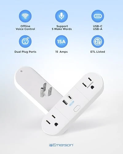 SmartVoice 4-in-1 Wall Plug — Smart Plug, Emerson