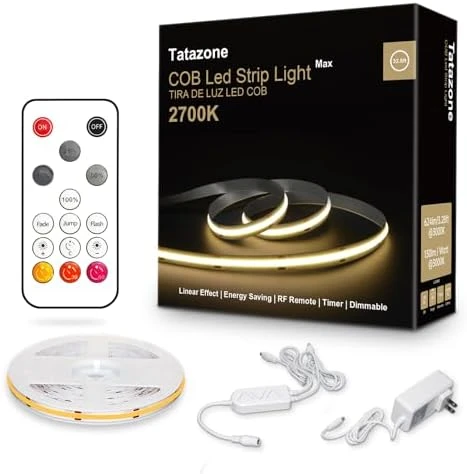White COB LED Strip Light with RF Remote — LED Strip Lights, Tatazone