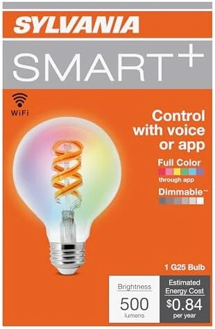 WiFi LED Smart G25 RGBW Color and Amber Finish Filament Light Bulb, 7W Efficient — Smart Light Bulb, LEDVANCE