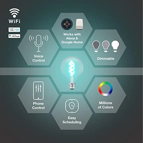 WiFi LED Smart G25 RGBW Color and Amber Finish Filament Light Bulb, 7W Efficient — Smart Light Bulb, LEDVANCE