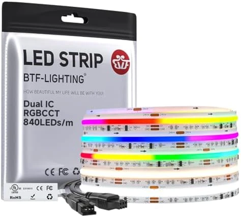 WS2811 Dual IC RGBCCT FCOB COB LED Strip — LED Strip Lights, BTF-LIGHTING