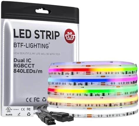 WS2811 Dual IC RGBCCT FCOB COB LED Strip — LED Strip Lights, BTF-LIGHTING