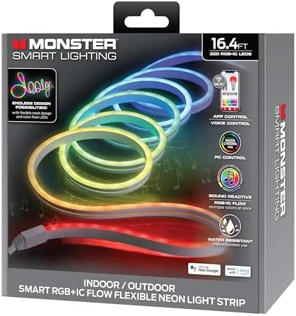 16.4 Ft. RGB + IC Flow Flexible Neon Outdoor LED Smart Light Strip — LED Strip Lights, MONSTER