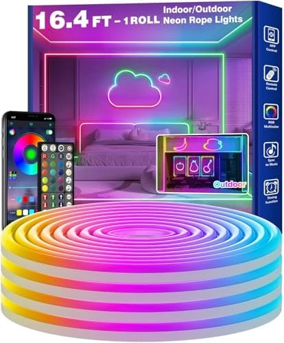 16.4ft LED Neon Rope Lights with App Control and Remote — LED Strip Lights, RCUICA