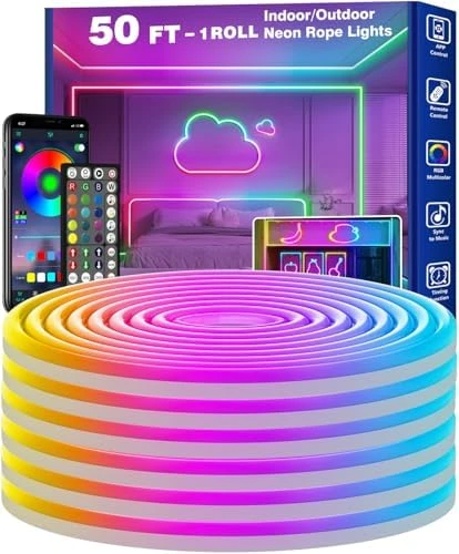 16.4ft LED Neon Rope Lights with App Control and Remote — LED Strip Lights, RCUICA