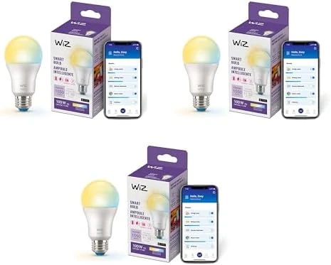 Connected 100W A19 LED Smart Light Bulbs Tunable White 3-Pack — Smart Light Bulb, WiZ Connected