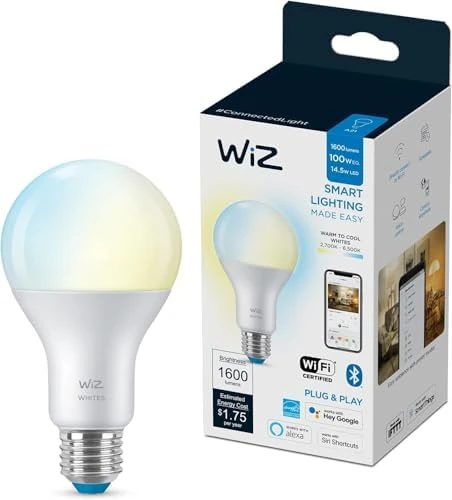 Connected 100W A19 LED Smart Light Bulbs Tunable White 3-Pack — Smart Light Bulb, WiZ Connected