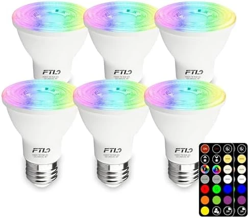 PAR20 LED Bulbs Color Changing with Remote Control — Smart Light Bulb, FTL