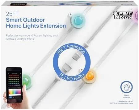 Permanent Outdoor Lights, Smart RGBIC with Tunable White String Lights — LED Strip Lights, Feit Electric