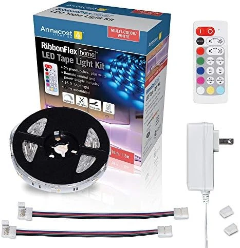 RibbonFlex Home 24V RGB+W Hardwire LED Strip Light Kit, Multicolor, 16 ft — LED Strip Lights, Armacost Lighting