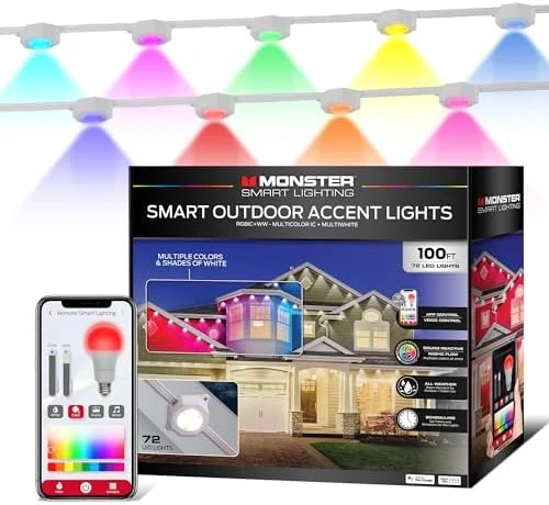 Smart Permanent Outdoor Lights, 100ft — LED Strip Lights, MONSTER
