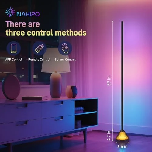 Smart RGB Corner Floor Lamp — LED Strip Lights, NAHIPO