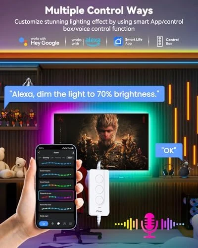 Smart RGB+IC LED Strip Lights with App and Music Sync — LED Strip Lights, Pak