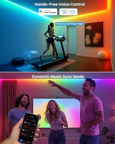 Smart RGB+IC LED Strip Lights with App and Music Sync — LED Strip Lights, Pak