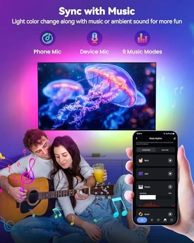 Smart RGB+IC LED Strip Lights with App and Music Sync — LED Strip Lights, Pak