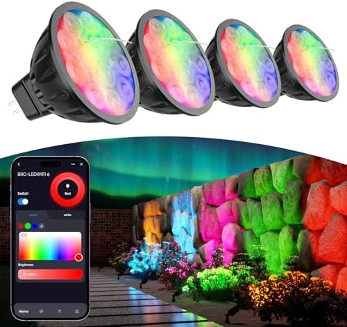 Upgraded Smart WiFi MR16 LED Bulbs Dimmable, RGBW Color Changing, GU5.3 Bi-pin Base — Smart Light Bulb, Makergroup