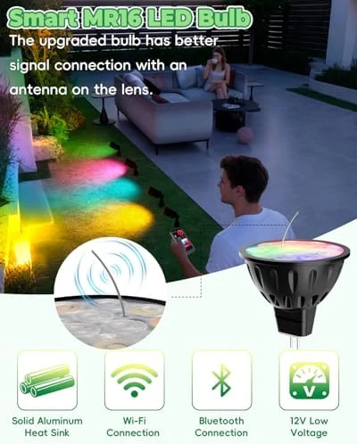 Upgraded Smart WiFi MR16 LED Bulbs Dimmable, RGBW Color Changing, GU5.3 Bi-pin Base — Smart Light Bulb, Makergroup