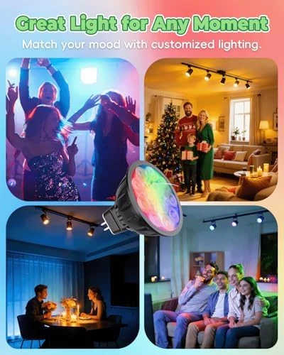 Upgraded Smart WiFi MR16 LED Bulbs Dimmable, RGBW Color Changing, GU5.3 Bi-pin Base — Smart Light Bulb, Makergroup