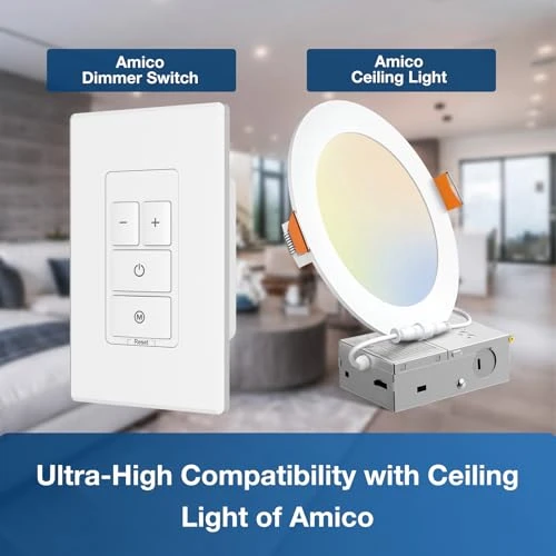 Electronic Dimmer Switch, Touch Button Control, Single-Pole with LED Indicator — Smart Switch, Amico