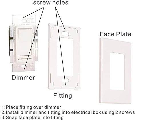 In Wall Dimmer Switch for LED Light/CFL/Incandescent, 3-Way Single Pole Dimmable Slide, 600W max Incandescent, 150W max... — Smart Switch, CLOUDY BAY