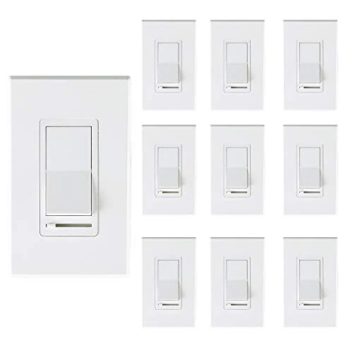 In Wall Dimmer Switch for LED Light/CFL/Incandescent, 3-Way Single Pole Dimmable Slide, 600W max Incandescent, 150W max... — Smart Switch, CLOUDY BAY