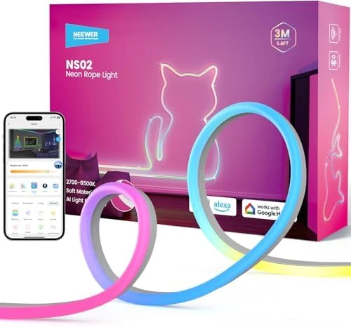 LED Strip Lights, Smart AI RGB Flexible Cuttable Neon Rope Light — LED Strip Lights, NEEWER