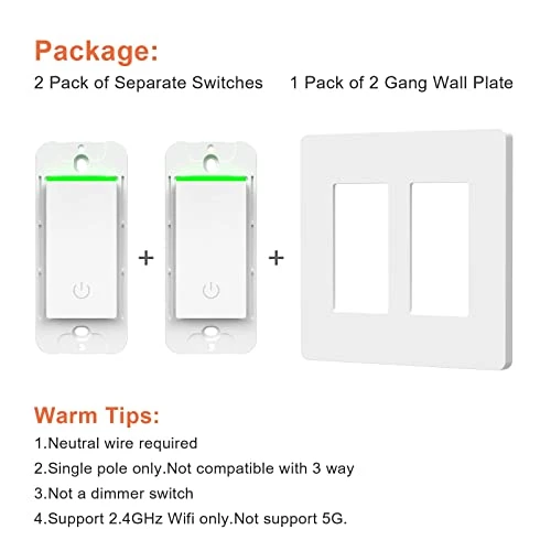Smart Light Switch 2 Gang WiFi — Smart Switch, Milfra