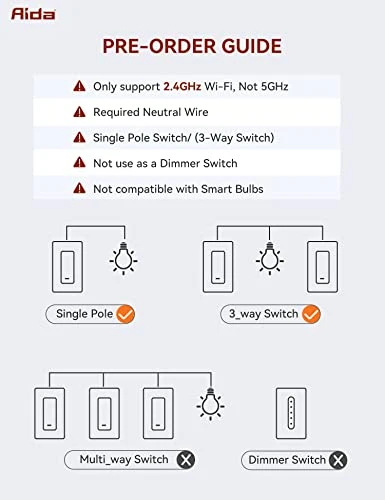 Smart Light Switch, 3 Way WiFi Smart Switch — Smart Switch, AIDA