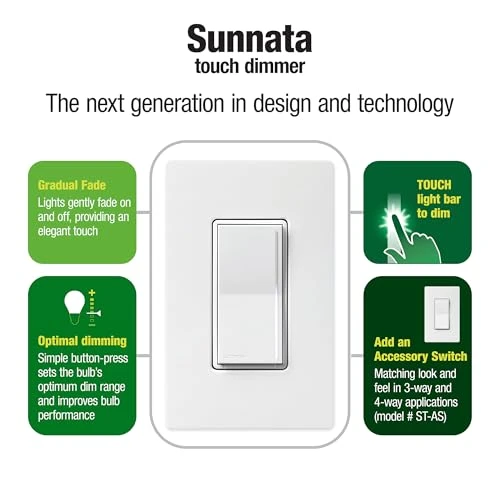 Touch Dimmer Light Switch with Wallplate — Smart Switch, Lutron