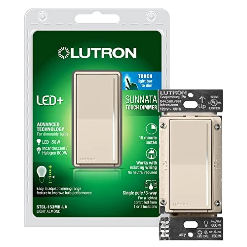 Touch Dimmer Light Switch with Wallplate — Smart Switch, Lutron