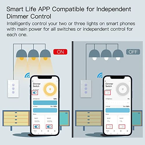 Triple Dimmer Switch for LED Lights — Smart Switch, MOES
