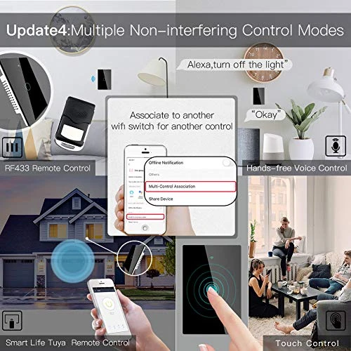 2nd Generation WiFi RF433 Smart Touch Wall Single Fire Smart Switch — Smart Switch, MoesGo