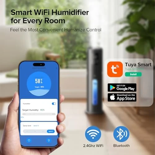Large Humidifier with Night Light, Smart App & Remote Control — Humidifier, Jingkey
