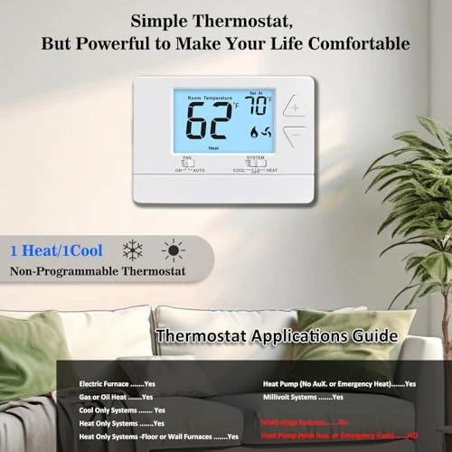 Non-Programmable Thermostat, Digital Energy-Saving — Smart Thermostat, Riseem