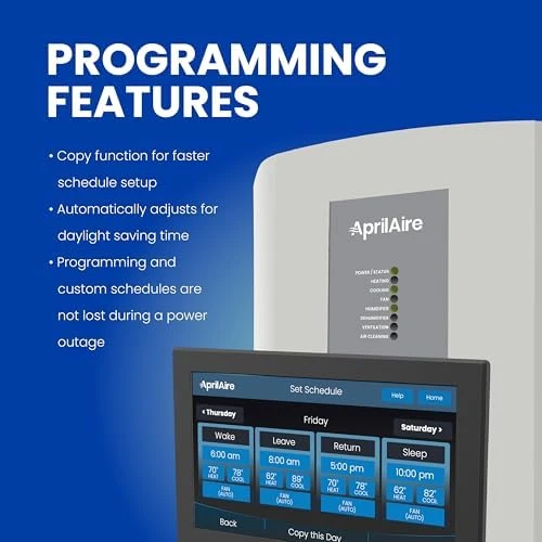 Wi-Fi Programmable Color Touchscreen Thermostat with IAQ Control — Smart Thermostat, AprilAire