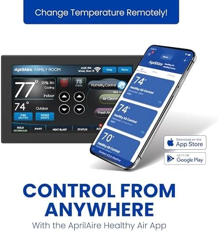 Wi-Fi Programmable Color Touchscreen Thermostat with IAQ Control — Smart Thermostat, AprilAire
