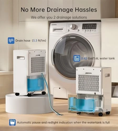 1500 Sq Ft Dehumidifier with Drain Hose & Smart Control — Dehumidifier, inetra