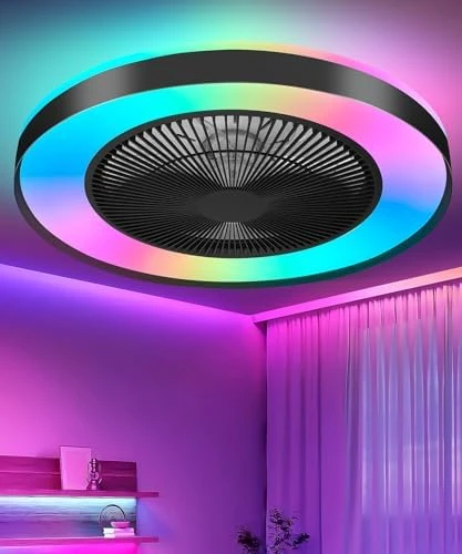 2 in 1 WiFi RGB-LED Ceiling Fan with Lights and Remote — Smart Fan, Vookea