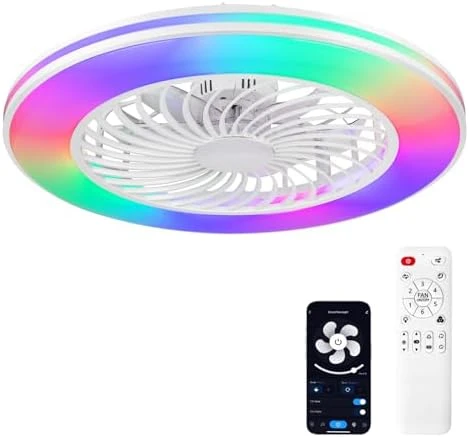 2 in 1 WiFi RGB-LED Ceiling Fan with Lights and Remote — Smart Fan, Vookea