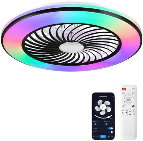 2 in 1 WiFi RGB-LED Ceiling Fan with Lights and Remote — Smart Fan, Vookea