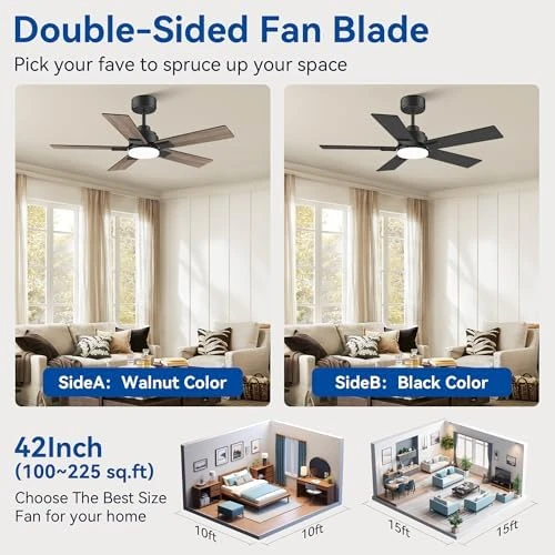 42-Inch Smart Ceiling Fan with Lights Remote, APP & Voice Control — Smart Fan, Hoenofly