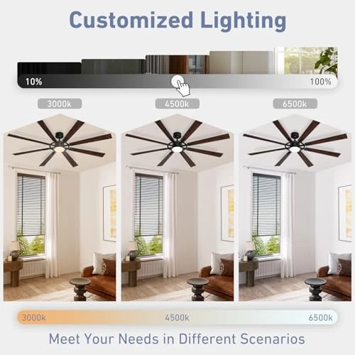 72 Inch Smart Ceiling Fan with Light and Remote — Smart Fan, Homlit