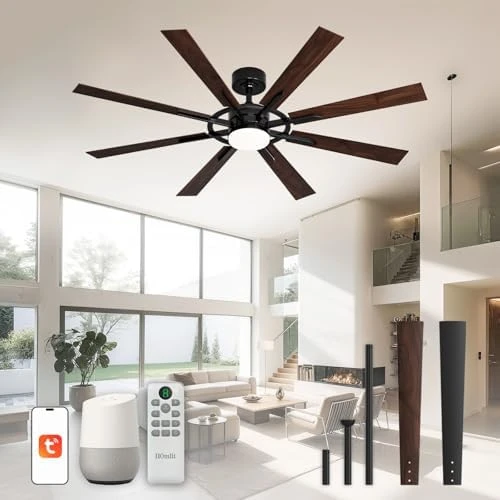 72 Inch Smart Ceiling Fan with Light and Remote — Smart Fan, Homlit