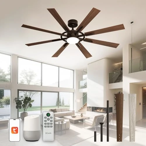 72 Inch Smart Ceiling Fan with Light and Remote — Smart Fan, Homlit