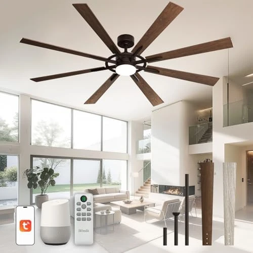 72 Inch Smart Ceiling Fan with Light and Remote — Smart Fan, Homlit